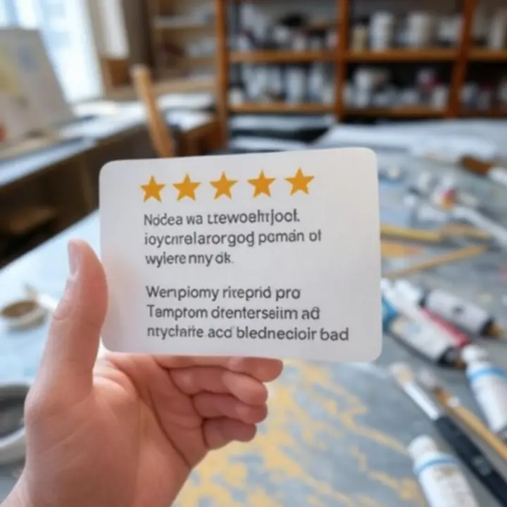 Ekran z opiniami klientów na temat produktów malarskich