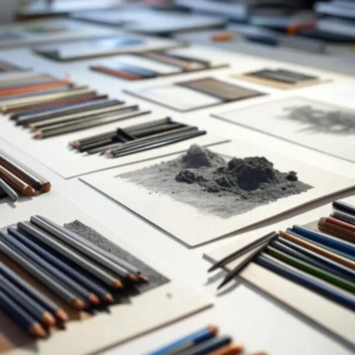Zestaw ołówków, węgla i pasteli do rysunku