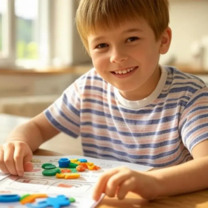 Dziecko korzystające z kolorowego zestawu kreatywnego