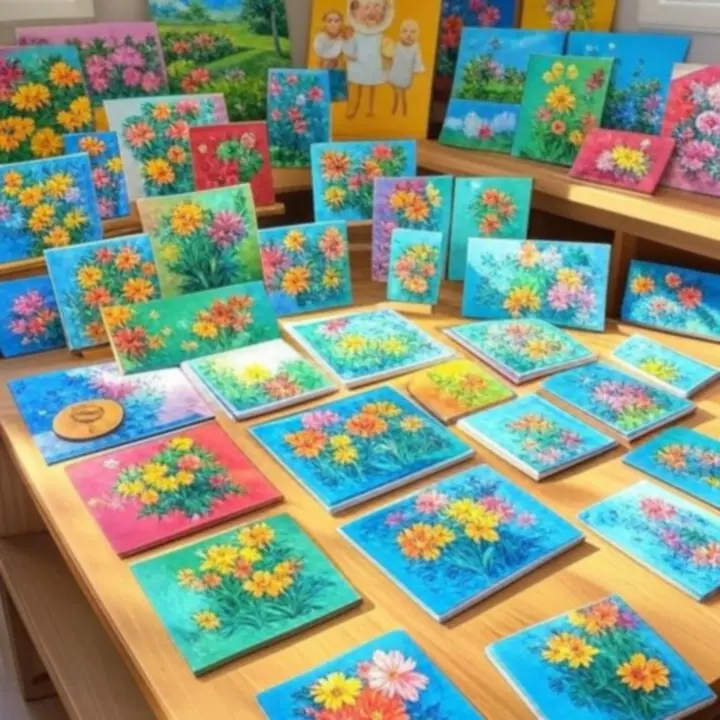 Gotowe prace artystyczne wykonane z różnych materiałów dostępnych w sklepie