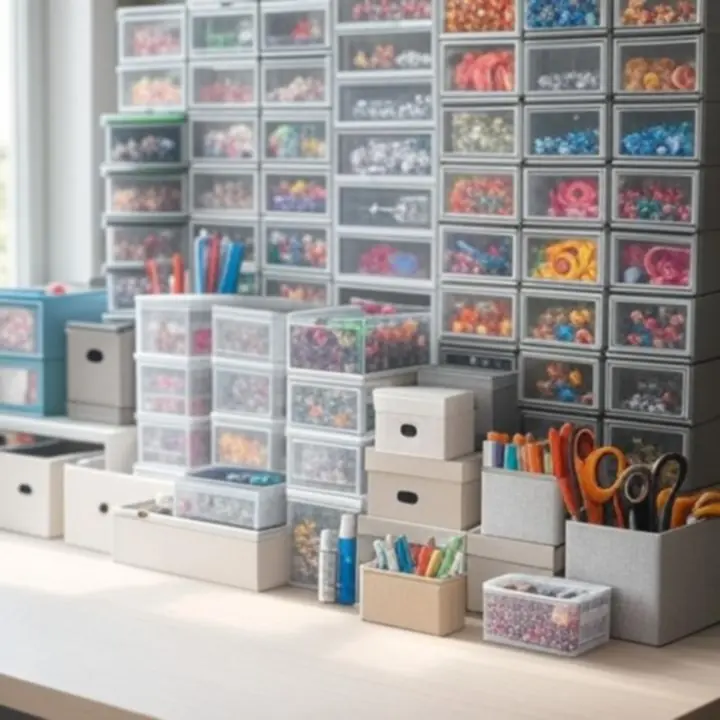 Różne organizery i pojemniki na akcesoria kreatywne